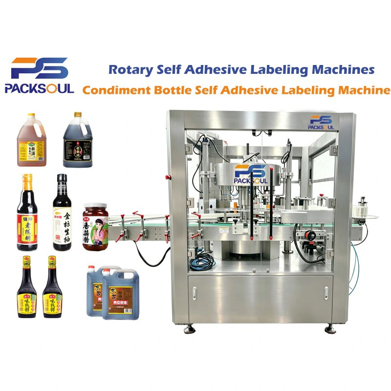 Machine d'étiquetage auto-adhésive pour bouteilles de condiments