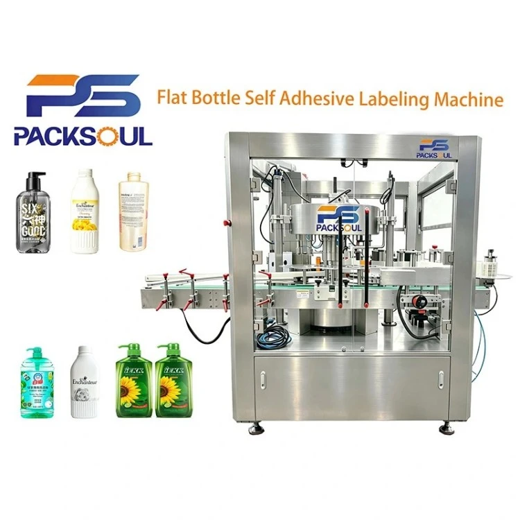 Machine d'étiquetage auto-adhésive pour bouteilles plates
