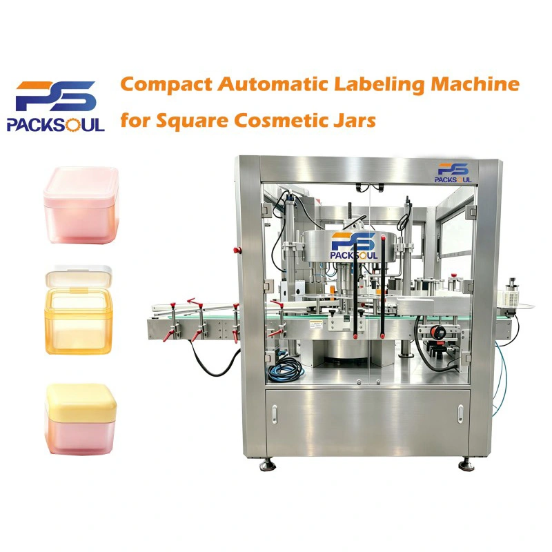Machine d'étiquetage de pots cosmétiques carrés