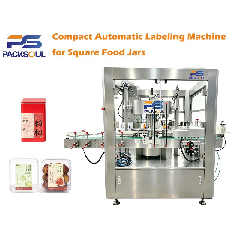Machine d'étiquetage de pots de nourriture carrés