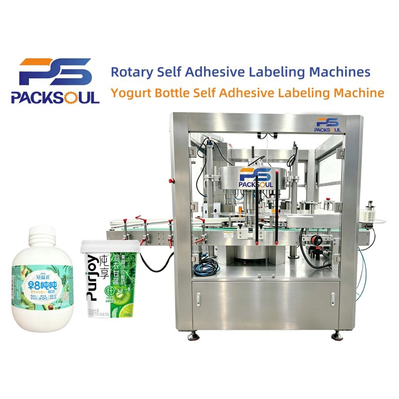Machine d'étiquetage auto-adhésive pour bouteilles de yaourt